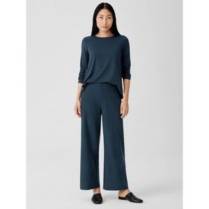 Eileen Fisher Boiled Wool Wide Leg Blue Pants Large